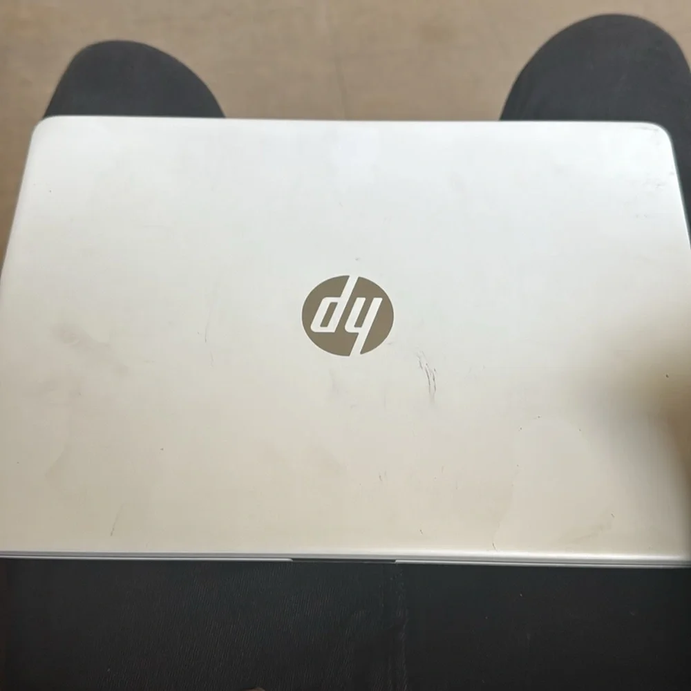 HP White and Black Laptop